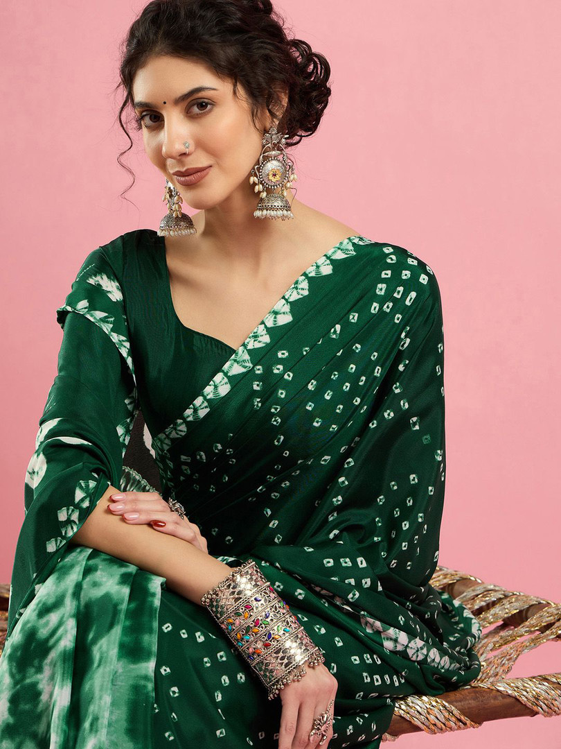 Sangria Ethnic Printed Saree With Blouse Piece