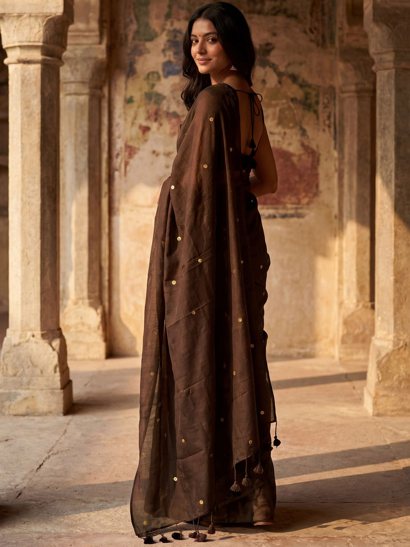Anouk Embellished Zari Pure Cotton Khadi Saree
