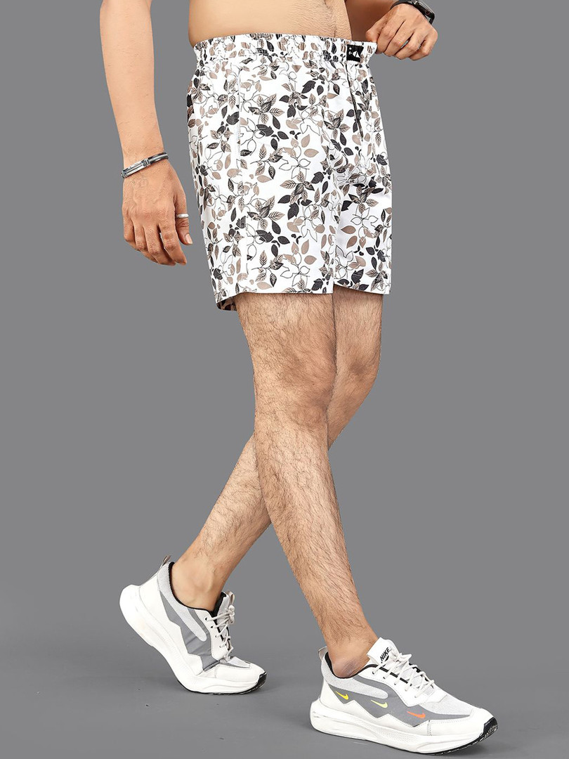 FTX Men Cotton Floral Printed Mid-Rise Shorts