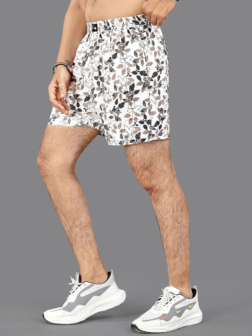 FTX Men Cotton Floral Printed Mid-Rise Shorts