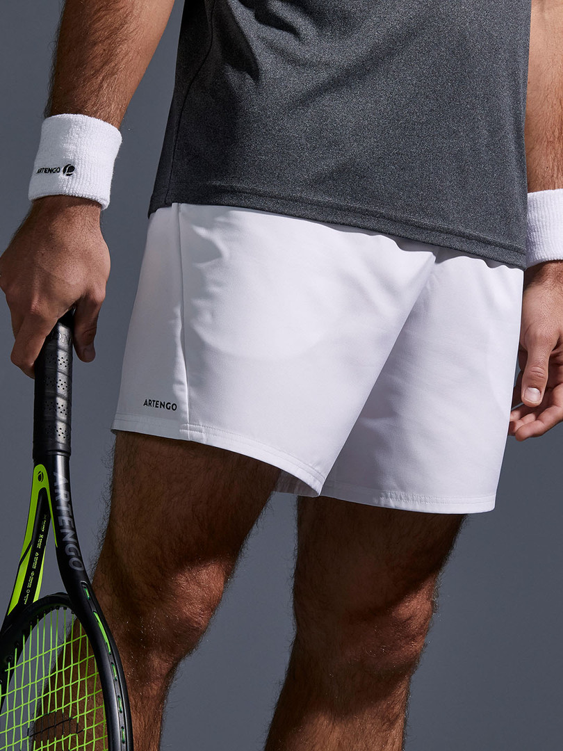 shorts Decathlon KUIKMA - Men White Regular Fit Breathable Tennis Shorts