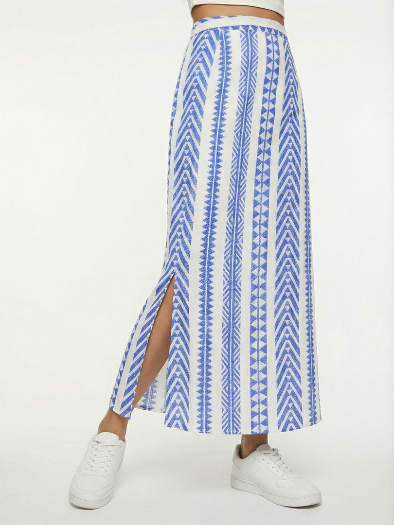 fusion by glitchez Tribal Striped Self Design Skirts