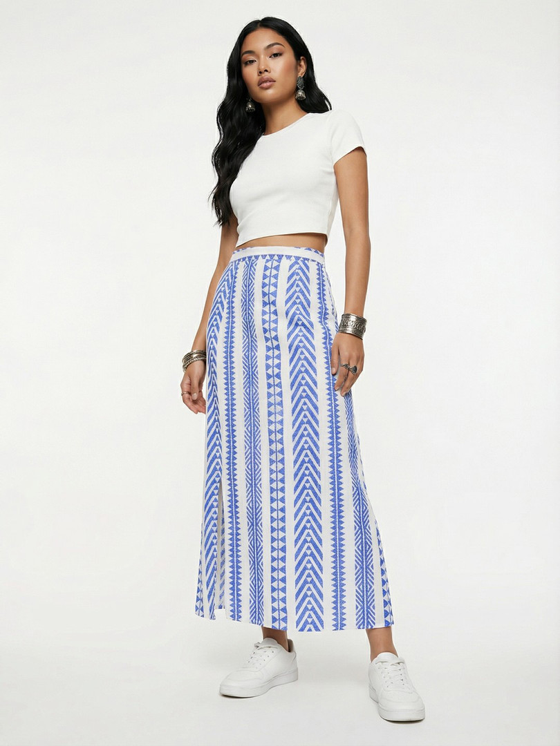 fusion by glitchez Tribal Striped Self Design Skirts