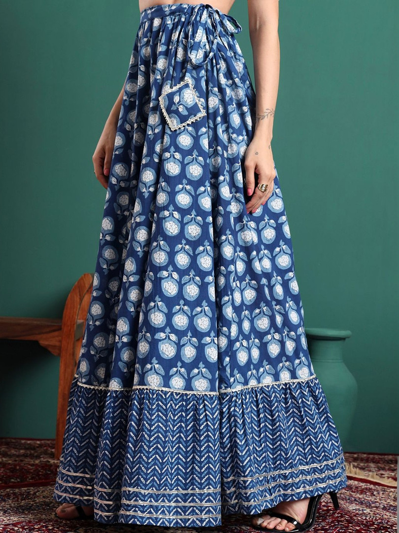 CHARMANT Printed Flared Maxi Skirts