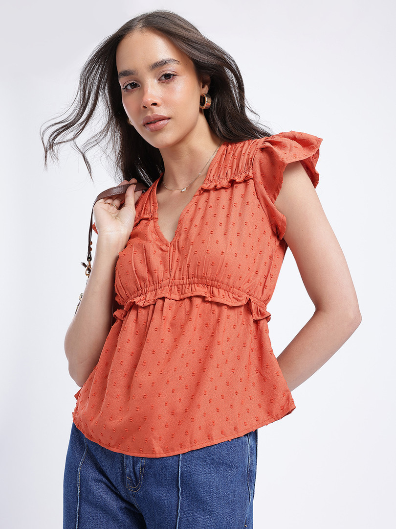 glitchez Ruffled Fit & Flare Top