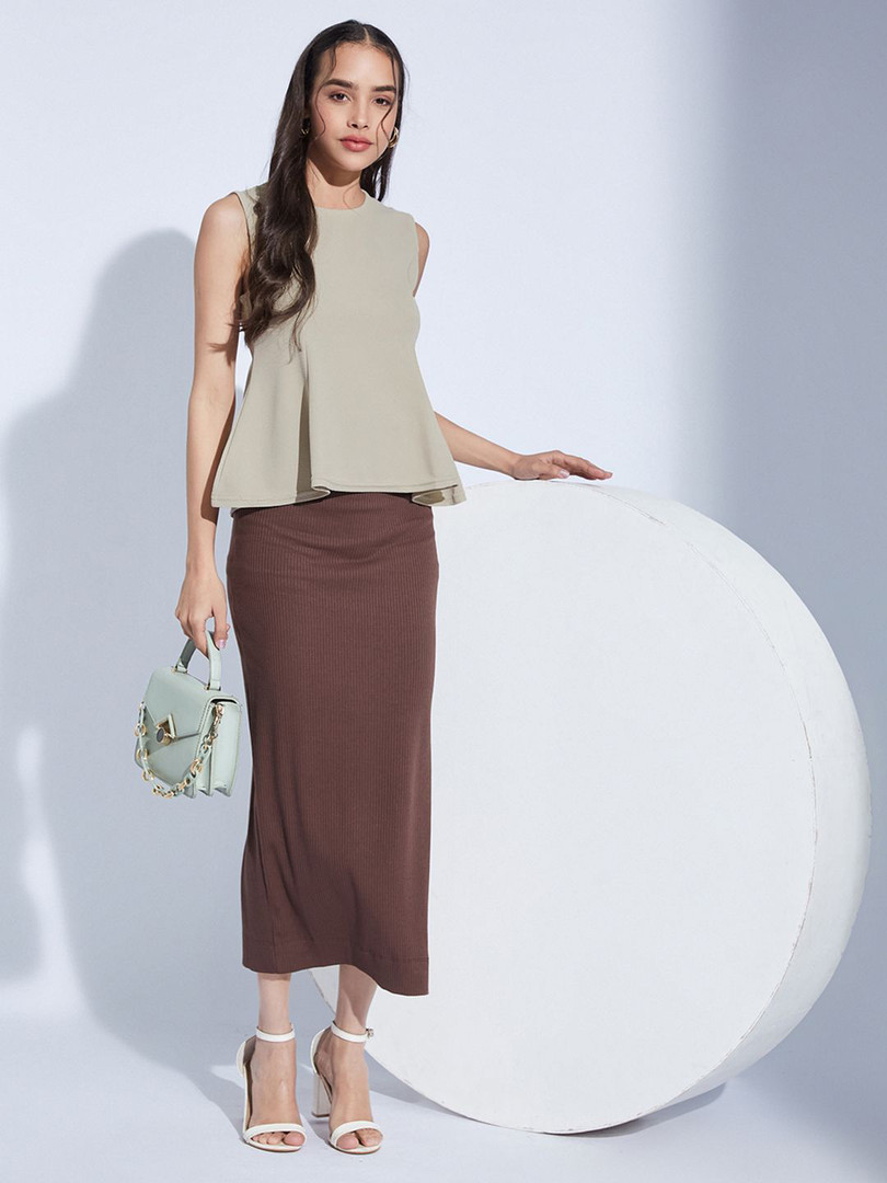 Selvia Women Round Neck Sleeveless A-Line Top