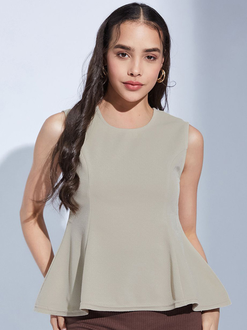 Selvia Women Round Neck Sleeveless A-Line Top