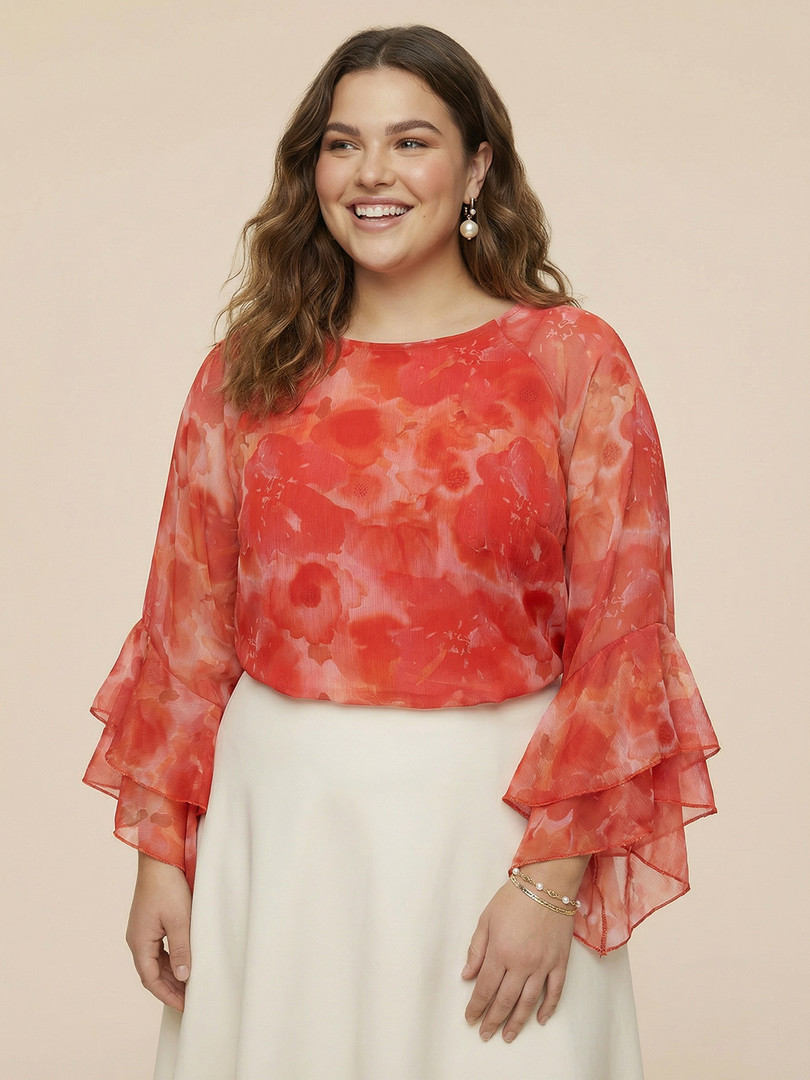 Sztori Floral Printed Ruffled Top