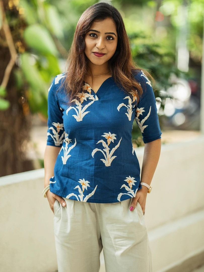 HERE&NOW Print Cotton long Top