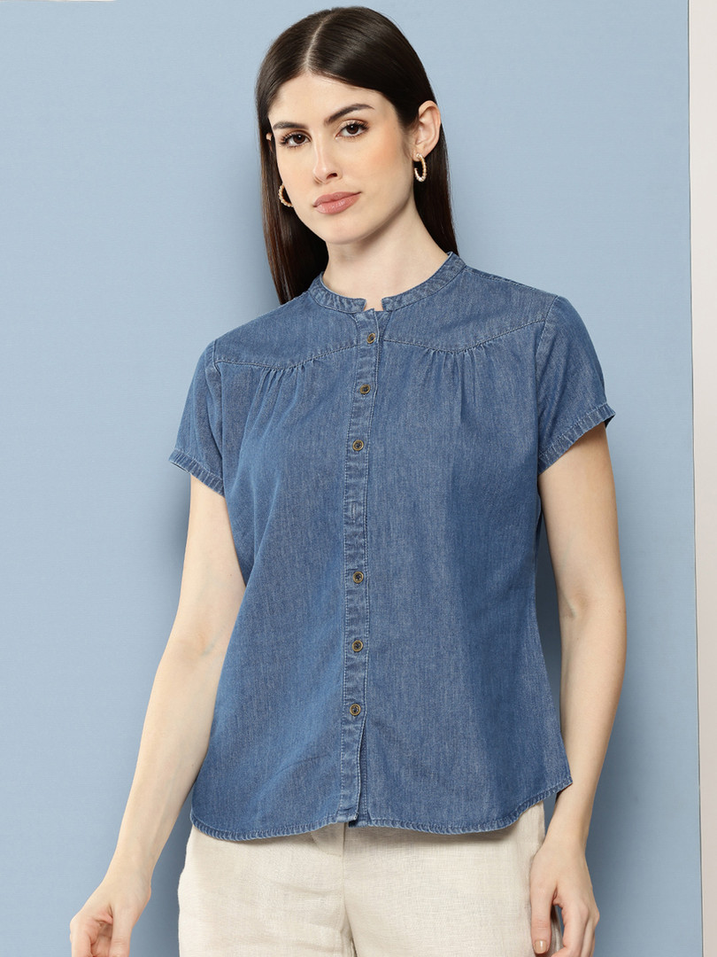 Chemistry Cotton Denim Top