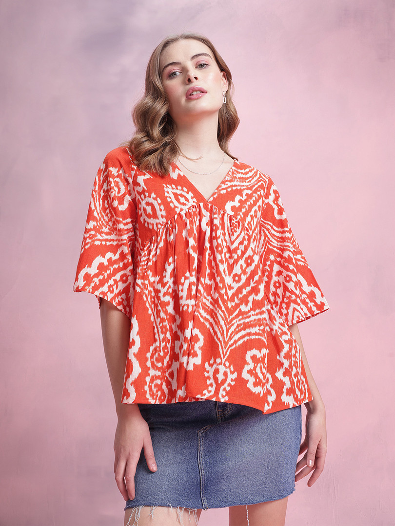 DressBerry Floral Print Empire Pure Cotton Top