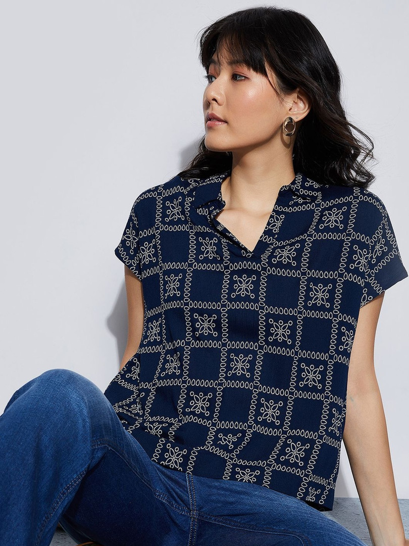 top Fame Forever by Lifestyle Mandarin Collar Top