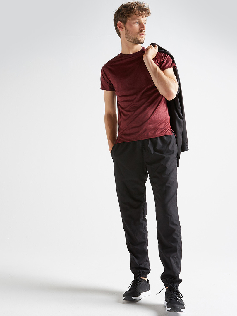 Decathlon DOMYOS - Men Black Fitness Training Dry-Fit Trackpant With Zip Pocket